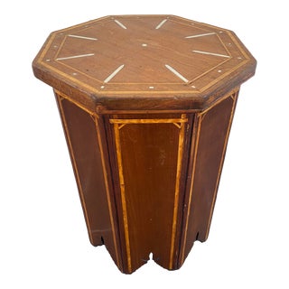Early 20th Century Vintage Moroccan Side Table With Mother-Of-Pearl Inlay For Sale