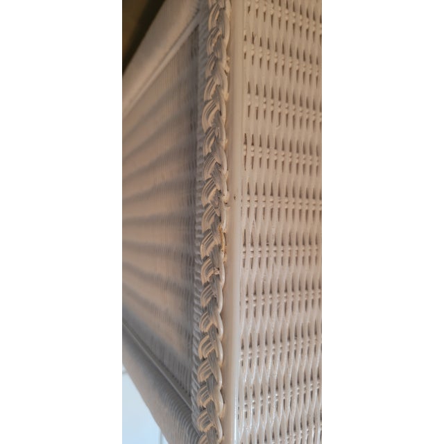 Wood 1980s Coastal White Henry Link Wicker Nightstand by Lexington For Sale - Image 7 of 18