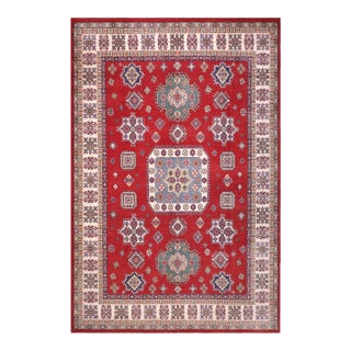 Bohemian Kazak Red/Ivory Wool Rug - 8'0''x9'10'' For Sale