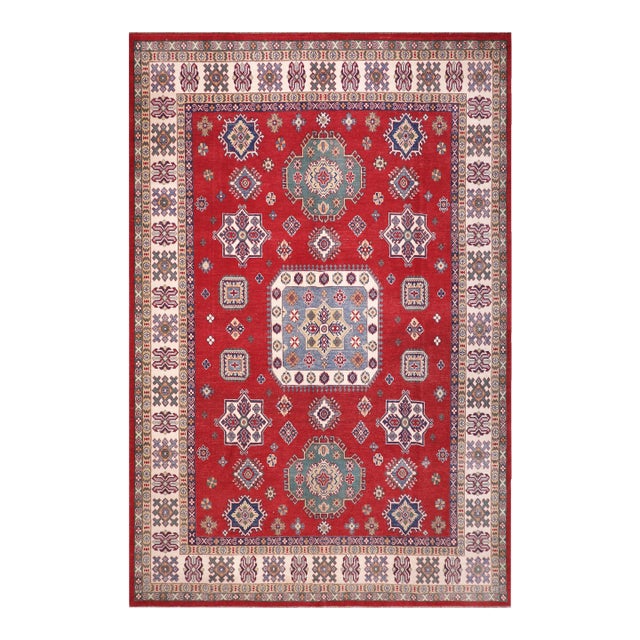 Bohemian Kazak Red/Ivory Wool Rug - 8'0''x9'10'' For Sale