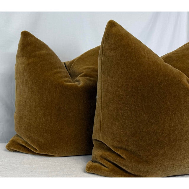 Custom pair of 22" pillows in JB Martin "Nevada Mohair" in color brown sugar. These pillows have tapered corners to...