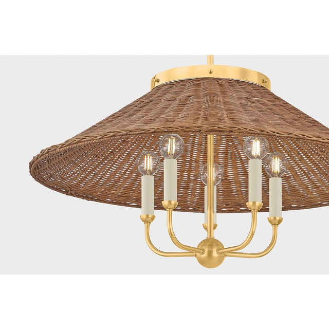 Contemporary Hudson Valley Lighting Kensington 27.5 in. 5 Light Chandelier in Aged Brass Finish For Sale - Image 3 of 8