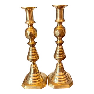 19th Century Pair of Beehive Candlesticks Made in England For Sale
