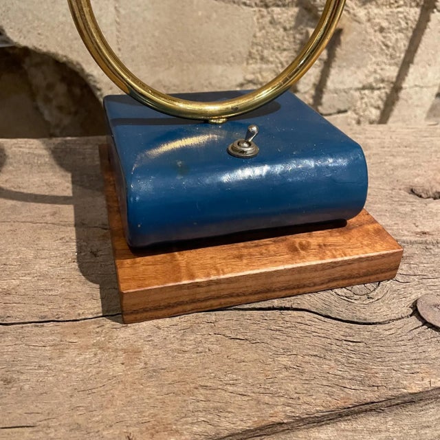 Blue 1950s French Table Lamps Blue White & Yellow France For Sale - Image 8 of 10