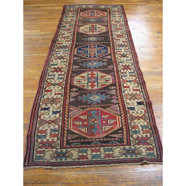 19th Century W. Persian Kurdish Carpet ( 3'5" x 8'3" - 105 x 252 ) Antique Kurdish Persian Allover Geometric Hand Knotted...