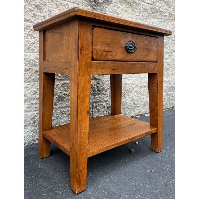 Wood Broyhill Attic Heirlooms Farmhouse Oak Side Table For Sale - Image 7 of 12