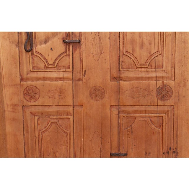 19th Century Antique Restored "Matsya" Tribal Carved Door For Sale - Image 5 of 9