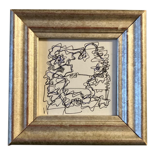 1980’s Original Wayne Cunningham Small Abstract Ink Drawing Framed For Sale