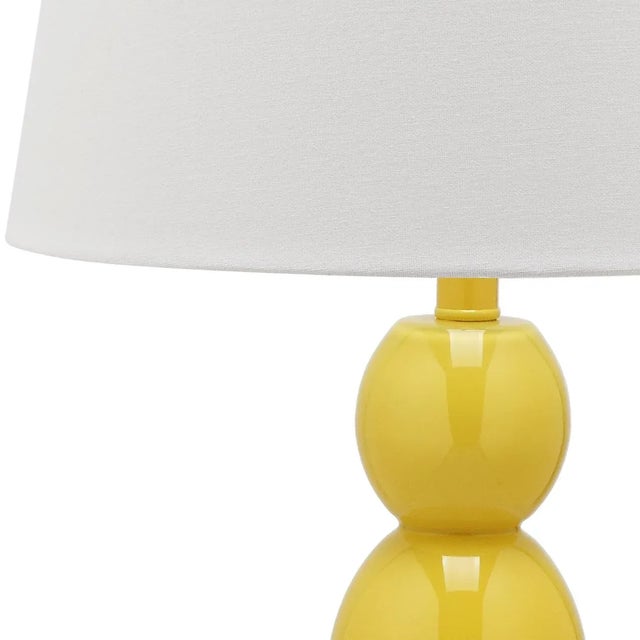 Modern 26.5 Inch H Three Sphere Glass Table Lamp in Yellow - a Pair For Sale - Image 3 of 8