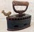 Antique Cast Iron, Enamel Coated Charcoal Box Iron Featuring a Wooden Handle & a Distinctive Brass Rooster-Shaped Latch For Sale - Image 4 of 12