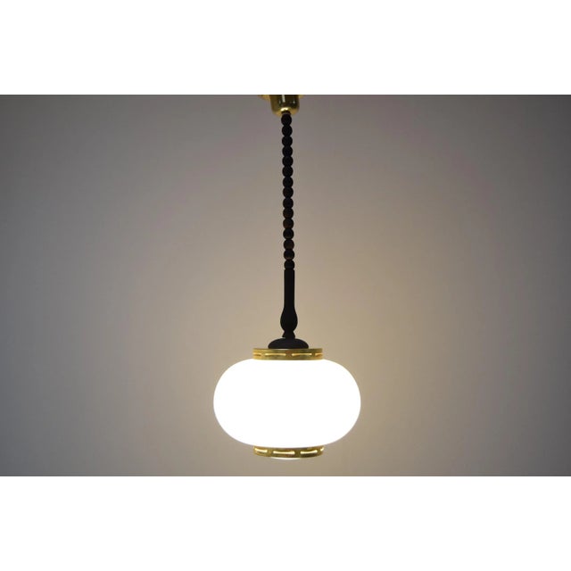 Gold Mid-Century Pendant Lamp by Polam-Bielsko, 1970s For Sale - Image 8 of 15