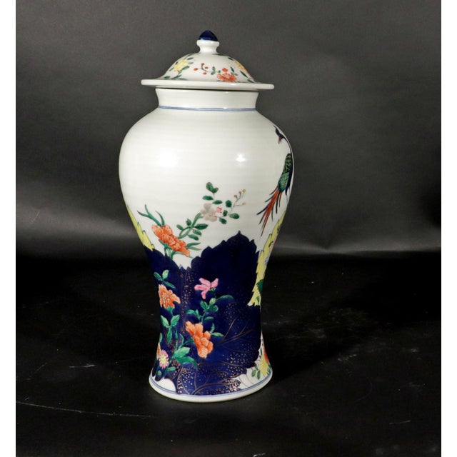 Vintage Tobacco Leaf Porcelain Garniture of Five Vases For Sale - Image 11 of 17