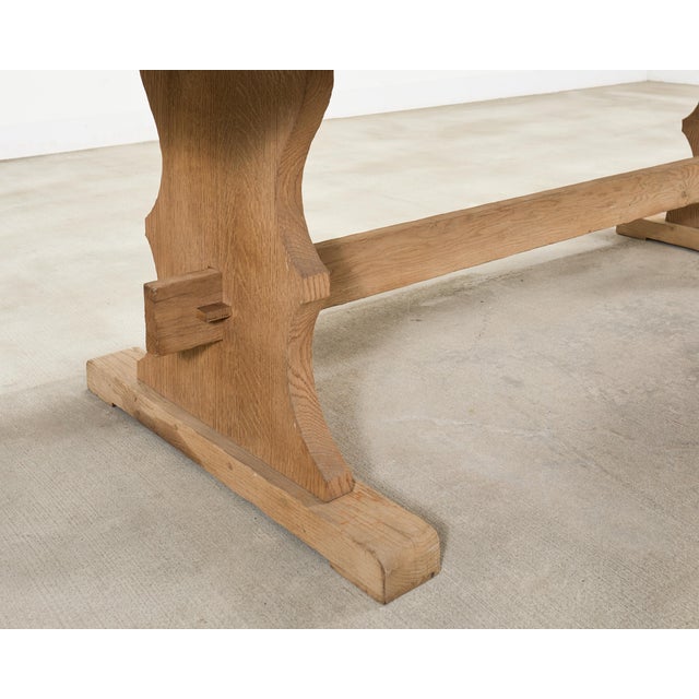 Country French Bleached Oak Farmhouse Trestle Dining Table 8 Ft For Sale - Image 16 of 18