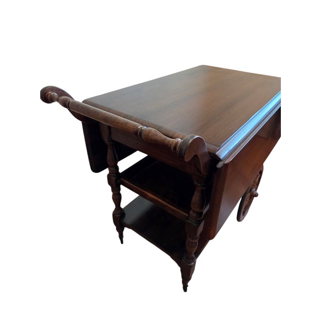 1970s Ethan Allen Old Tavern Pine T Cart Bar Server Liquor Drop Leaf For Sale In Philadelphia - Image 6 of 18