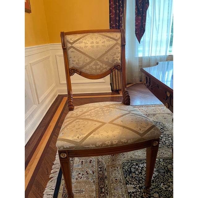Beautiful Dining Room Table With 6 Chairs, 2 Arm Chairs and Breakfront For Sale - Image 12 of 15