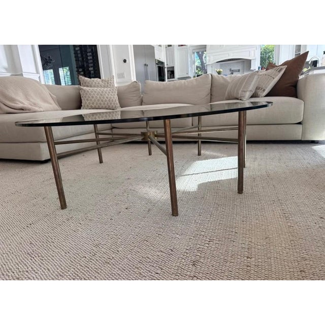 Lawson-Fenning Attributed Lawson Fenning Radial Glass Coffee Table For Sale - Image 4 of 4