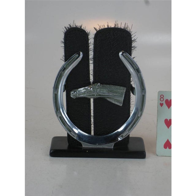 Brush Horse Head Bronze Chromed Holder Lather & Real Hair Art Deco, 1935 For Sale - Image 4 of 12