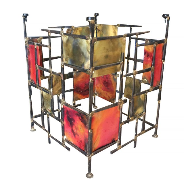 Red Silas Seandel Style Mixed Metal Nail Brutalist Side Table For Sale - Image 8 of 9