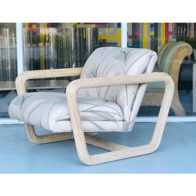 1980s 1985 Modernist Rattan Pencil Reed Lounge Chair For Sale - Image 5 of 12