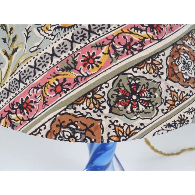 Mid-Century Blue Crystal Table Lamp from Val Saint Lambert, 1960s For Sale - Image 4 of 12