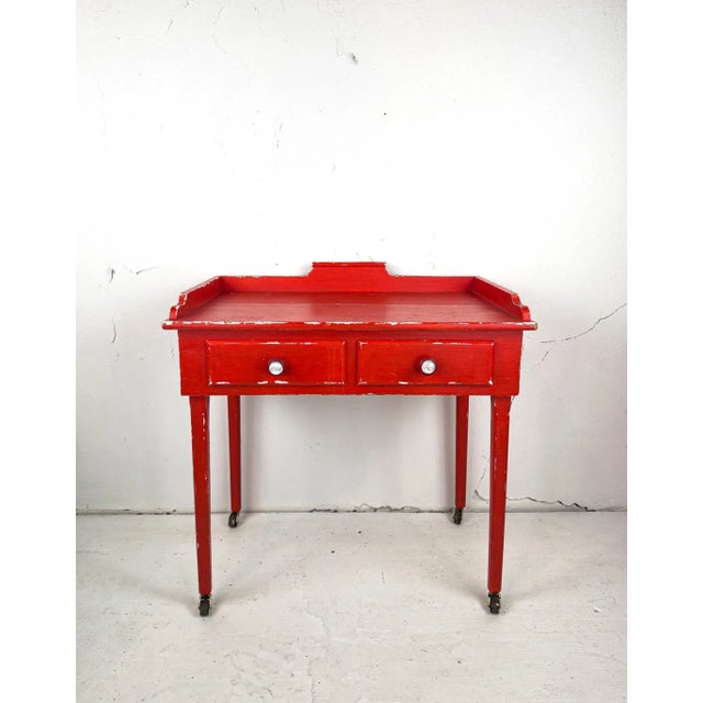Mid-Century Modern Vintage Refurbished Child's Desk Set For Sale - Image 3 of 18