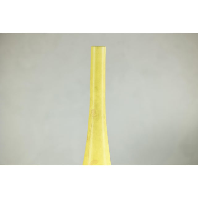 Late 20th Century Artisan Tall Yellow Ceramic Vase with Hand-Painted Floral Motif, Sold As Is For Sale - Image 5 of 18