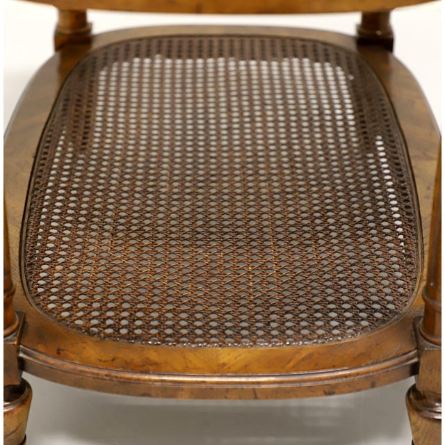 Drexel Heritage Mid 20th Century Burl Walnut Caned Coffee Cocktail