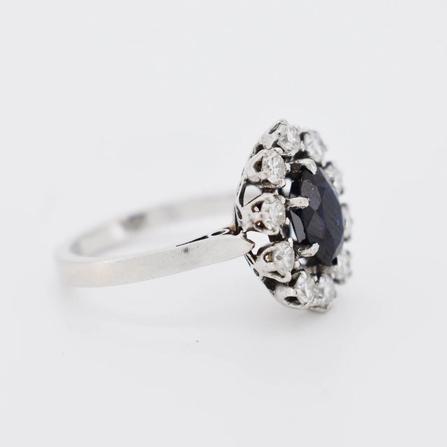Marguerite Gold Sapphire and Diamond Ring, Size 6 For Sale - Image 4 of 5