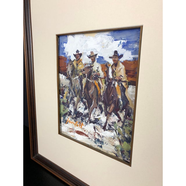1990s American Western Watercolor By James Lee Colt "Cowboys" For Sale - Image 9 of 10