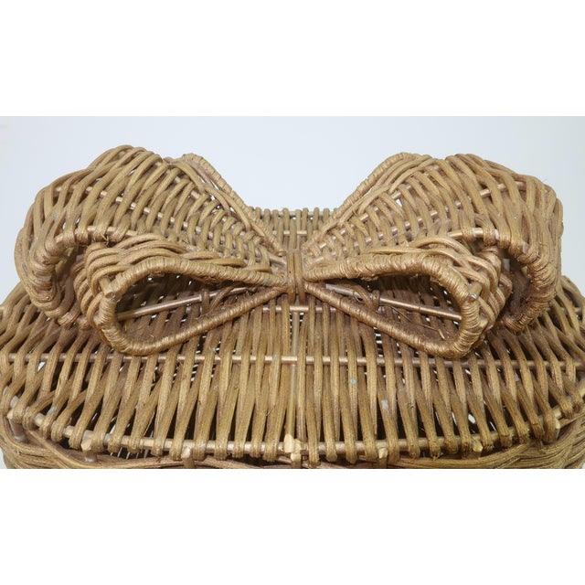 Mid-Century Modern Gold Wicker Bow Basket Box For Sale - Image 3 of 14
