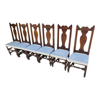 Set of Six Antique American Primitive Dining Side Chairs For Sale
