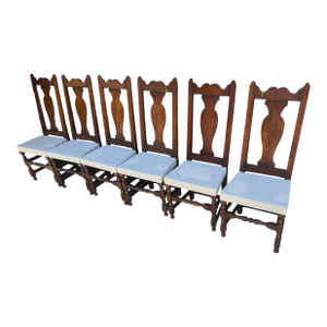 Set of Six Antique American Primitive Dining Side Chairs