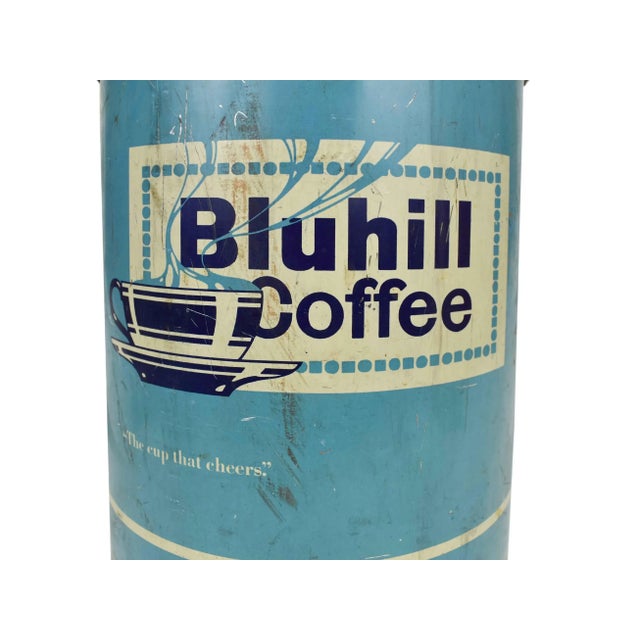 Early 1900's Large Bluhill Brand Coffee Martin Bros. Co Coffee Tin Usa For Sale - Image 6 of 12