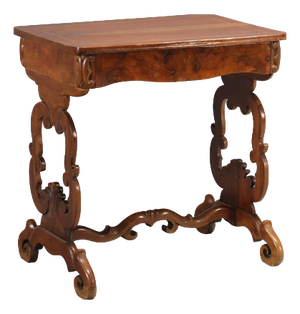 Louis Philippe Writing Desk in Walnut and Walnut Burl