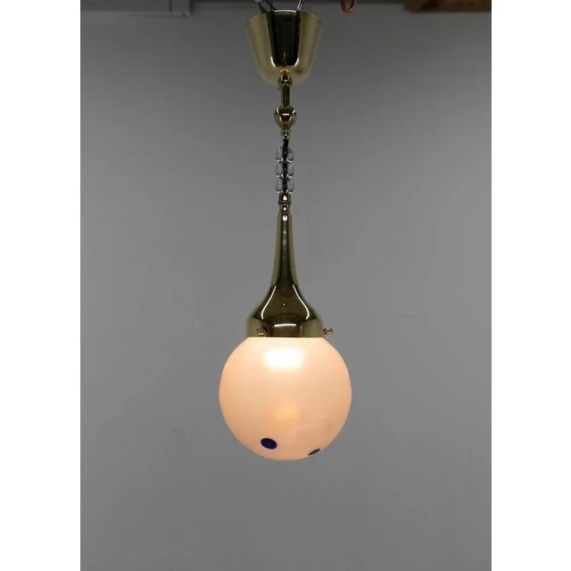 Small tiny pendant. Restored, brass polished. Rewired: 1x40W, E25-E27 bulb. US wiring compatible. Up to 250V (Europe/UK...