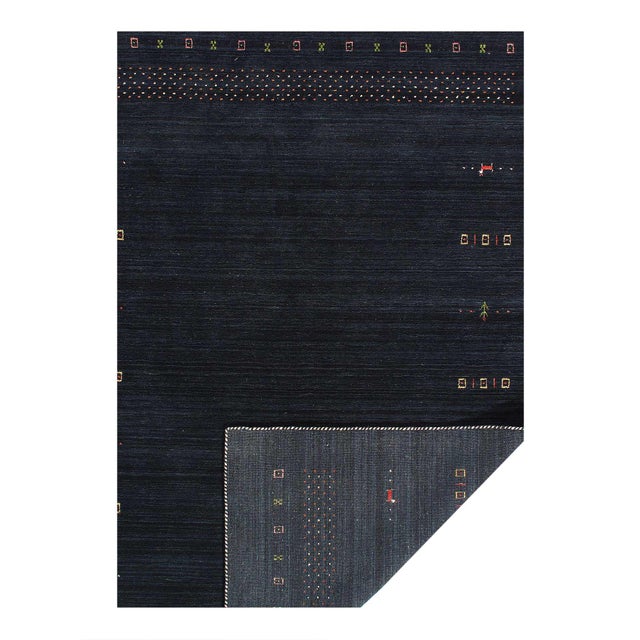 Traditional Pasargad DC Navy Blue Fine Hand Knotted Gabbeh Rug For Sale - Image 3 of 4