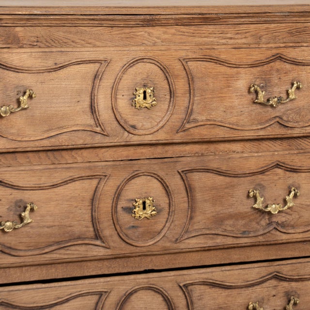 Wood 18th Century French Bleached Oak Chest of Three Drawers For Sale - Image 7 of 18