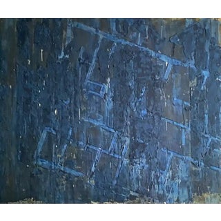 Large Wlodzimierz Ksiazek Abstract Composition in Blue Painting For Sale