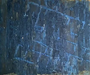 Large Wlodzimierz Ksiazek Abstract Composition in Blue Painting