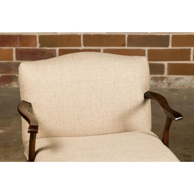 English 1900s Wooden Child's Chair with Serpentine Arms and Custom Upholstery For Sale - Image 10 of 12