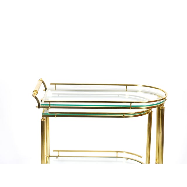 1960s Midcentury Brass and Glass Italian Swing Out Bar Cart For Sale - Image 5 of 12