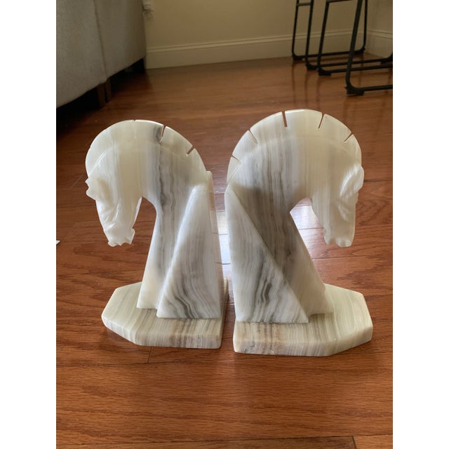 Gemstone Antique Onyx Horse Head Bookends - a Pair For Sale - Image 7 of 9