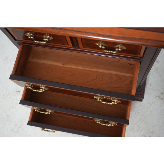 2000 - 2009 Pair of Stickley Mahogany Inlaid 4 Drawer Nightstands For Sale - Image 5 of 18