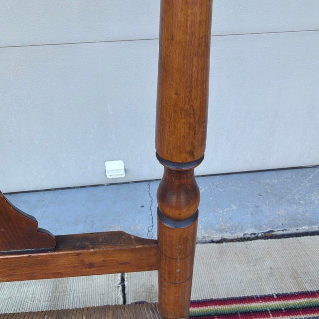 Antique Hudson Valley of New York, Queen Anne Turned Side Chair With Rush Seat, 18th Century For Sale - Image 12 of 18