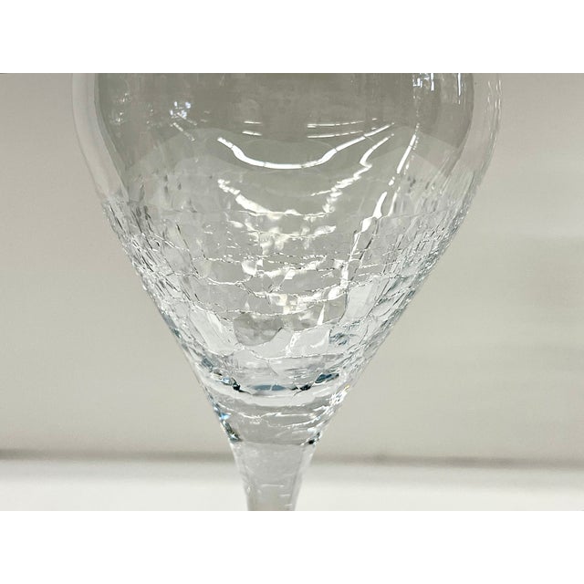Glass Stemware Set of 4 Beautiful Modern Wine Glasses With Ice Crackle Effect For Sale - Image 7 of 7