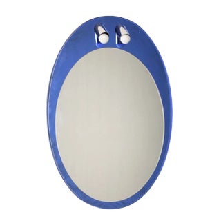 Wall Mirror in White and Blue Mirrored Glass, 1960s-1970s For Sale