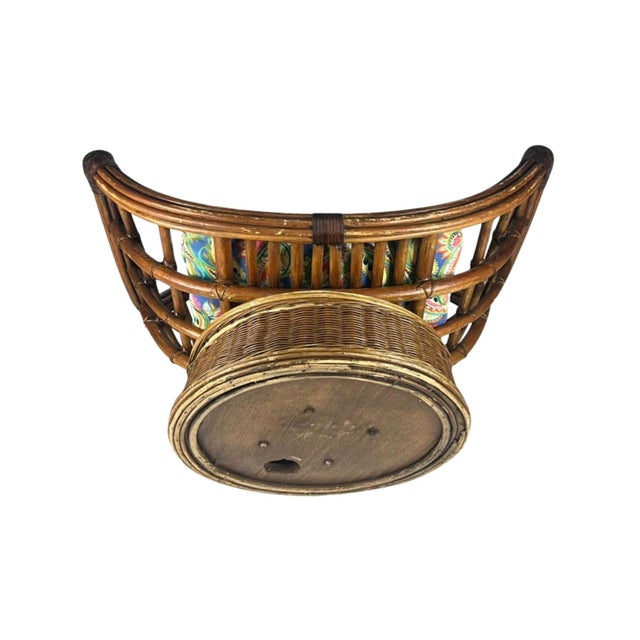 1980s MCM Rattan "Queen" Swivel Chair For Sale - Image 9 of 10