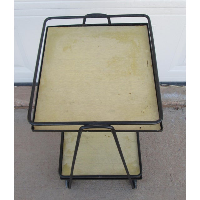 Mid 20th Century Iron 2 Tier Rolling Bar Cart Mathieu Matégot Style For Sale - Image 11 of 18