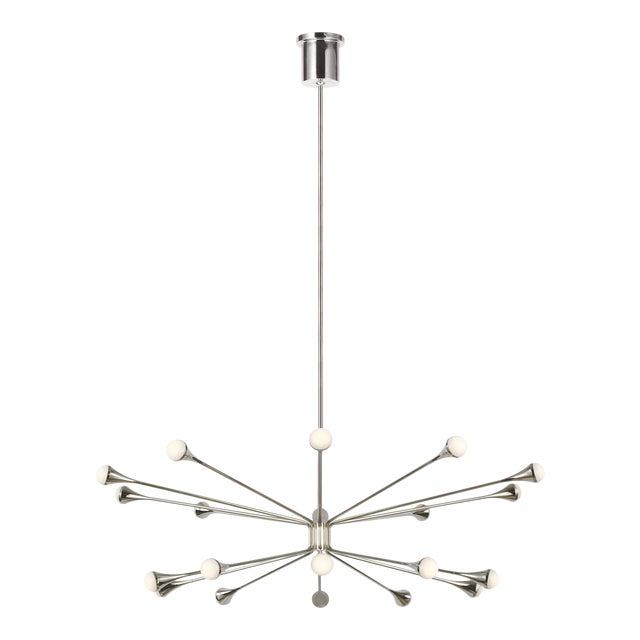 Visual Comfort Modern Lody 20-Light Chandelier LED Polished Nickel For Sale