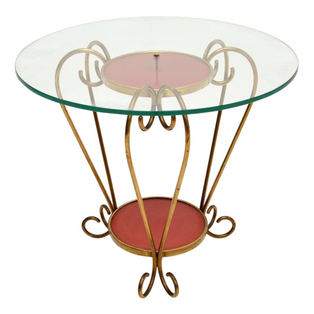 Vintage Italian Brass and Glass Coffee Table, 1950 For Sale